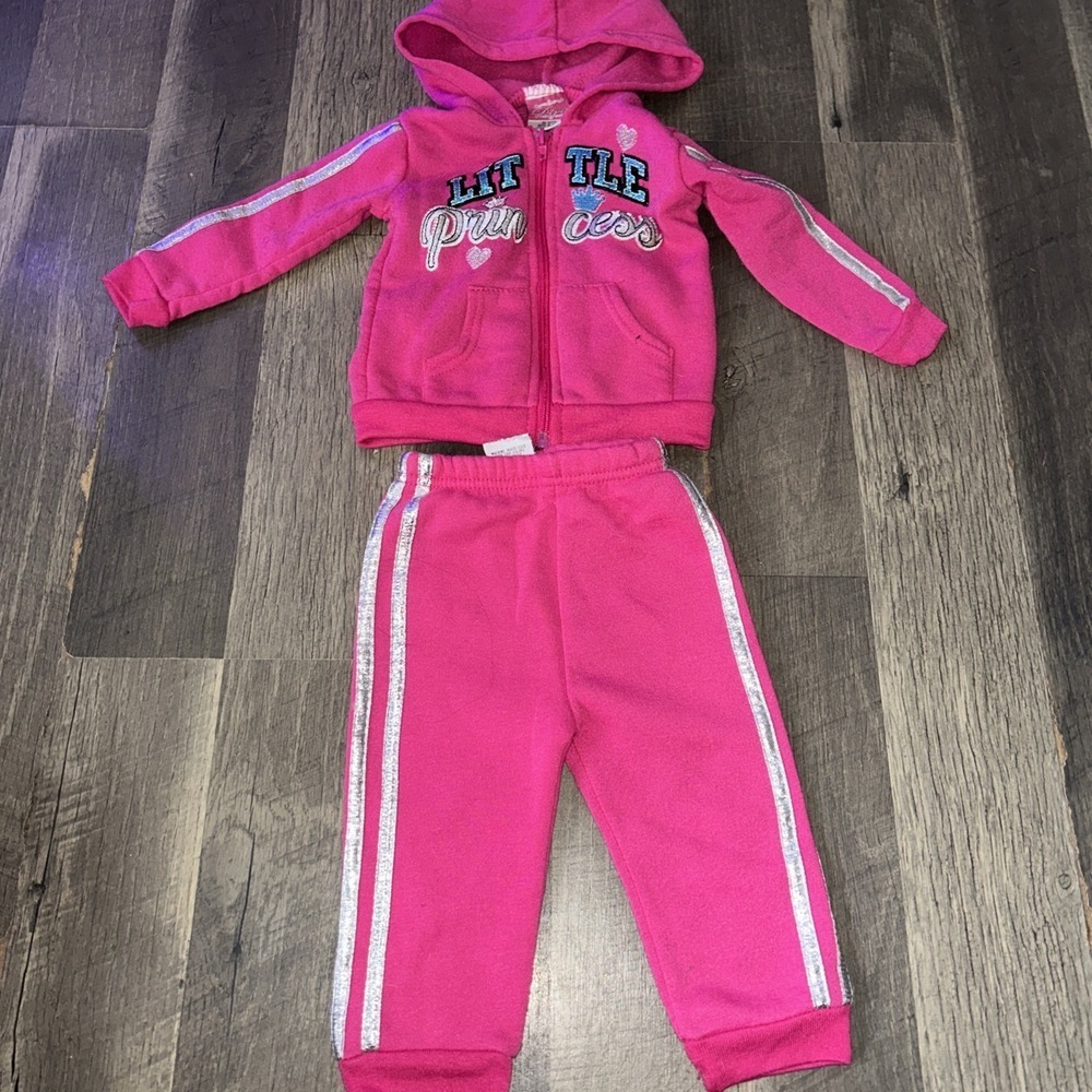 12mo DIVA Girls 2 pc Sweats Hooded Jacket Pants Set‎ Pink Princess